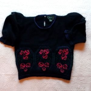 Cullinane Vintage Sweater with Embroidered Roses NWOT